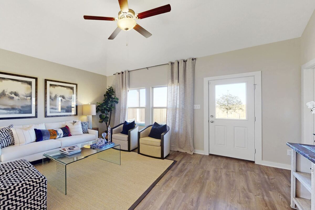 Living Room With Glass Coffee Table