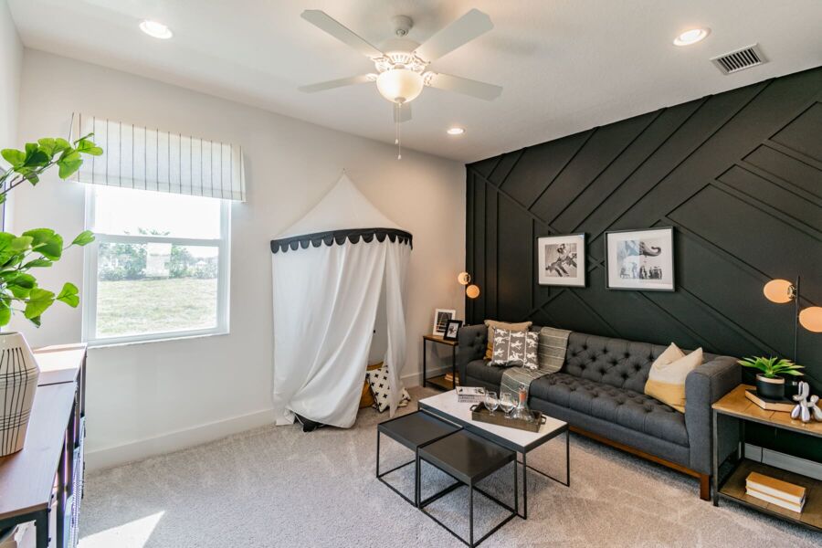 Monochrome Black and White Media Room