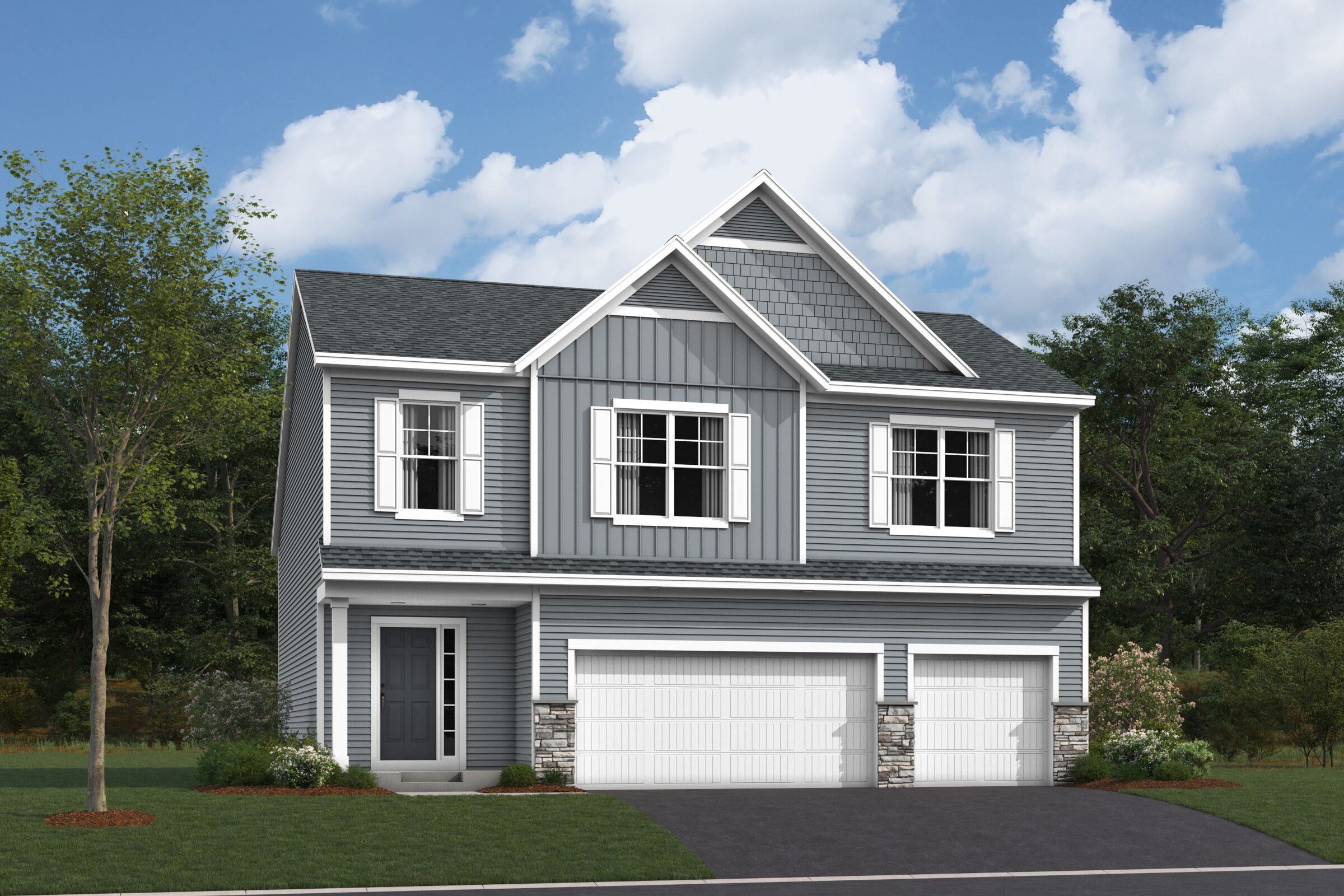 Carlton Elevation D 3-Car Optional Stone