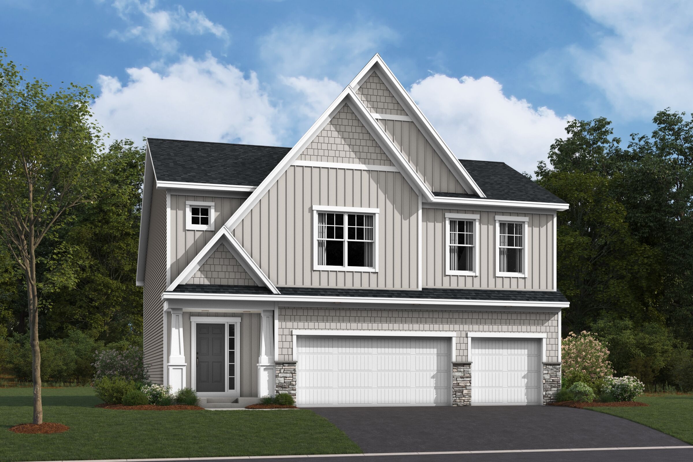 Carlton Elevation E 3-Car Optional Stone