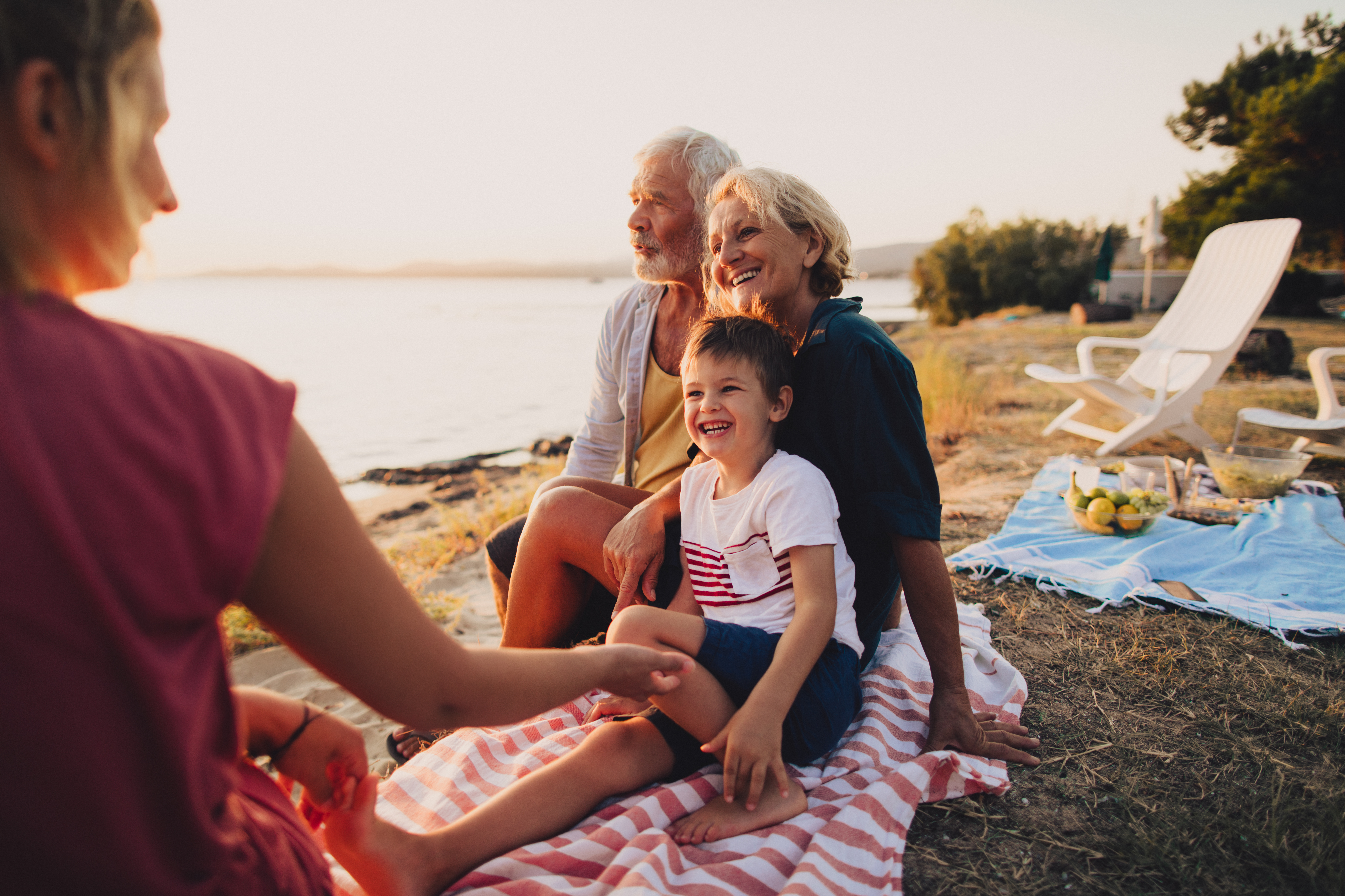 Family and Grandparents at Beach