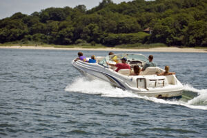 Family on a speedboat