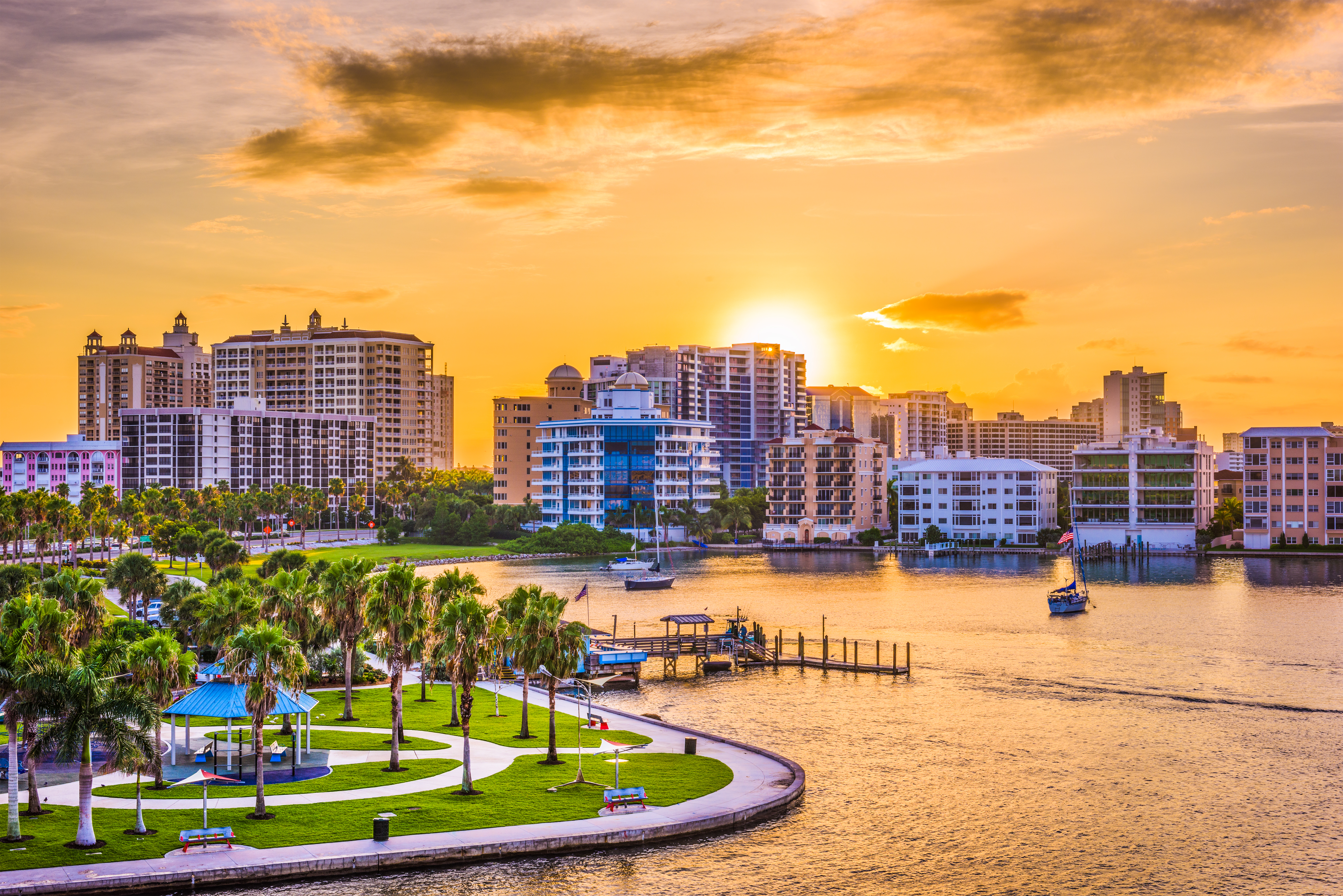 Sunset in Coastal Florida Town