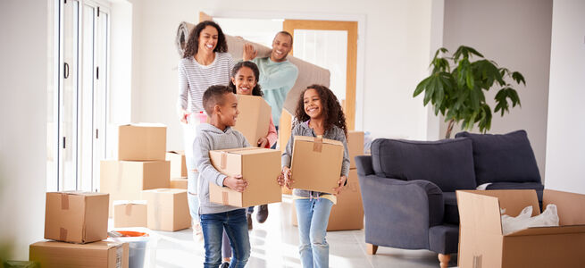 Family With Moving Boxes