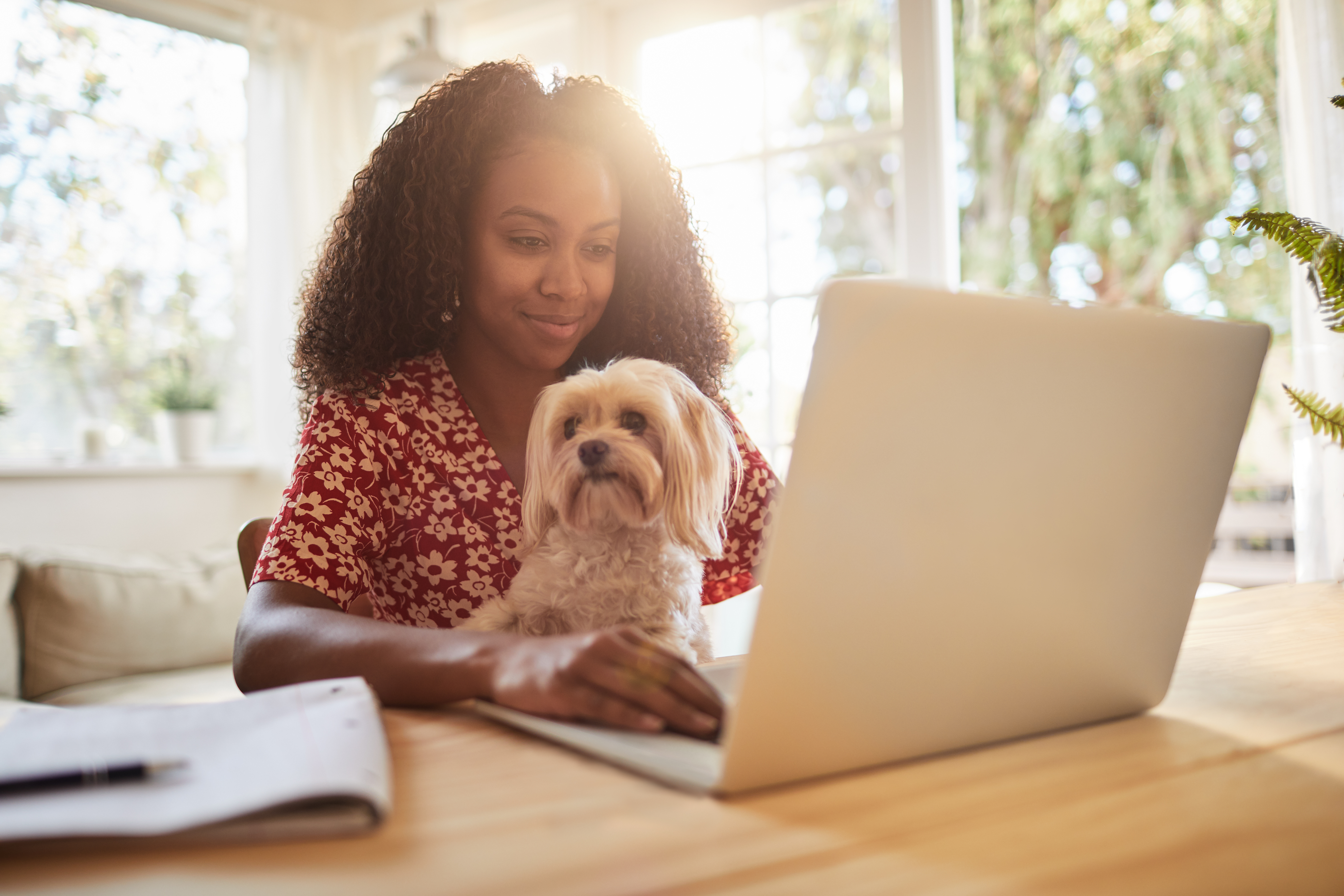 Woman Working on Computer at Home