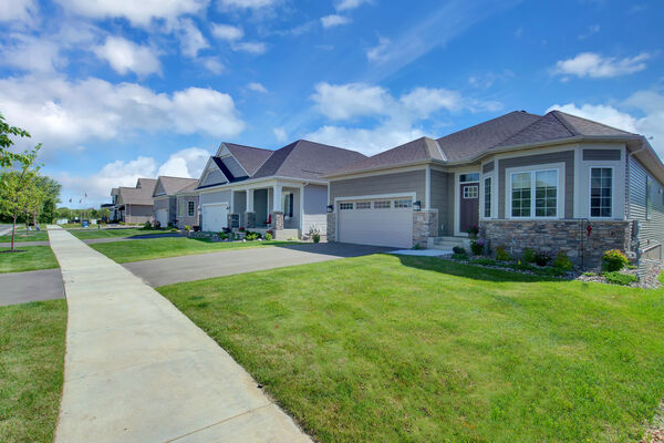 Image of a neighborhood streetscape of all Hans Hagen homes