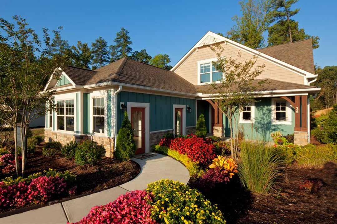 Colored Plants on the Front Porch