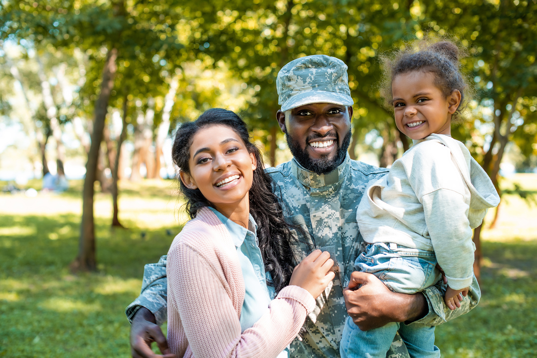 Miltary family smiling