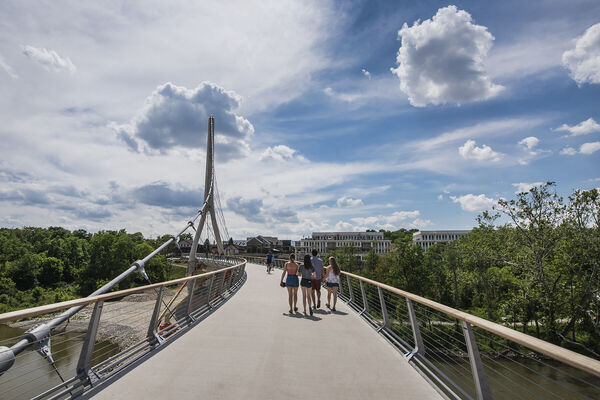 Shot of the bridge at Bridge Park in Dublin, Ohio