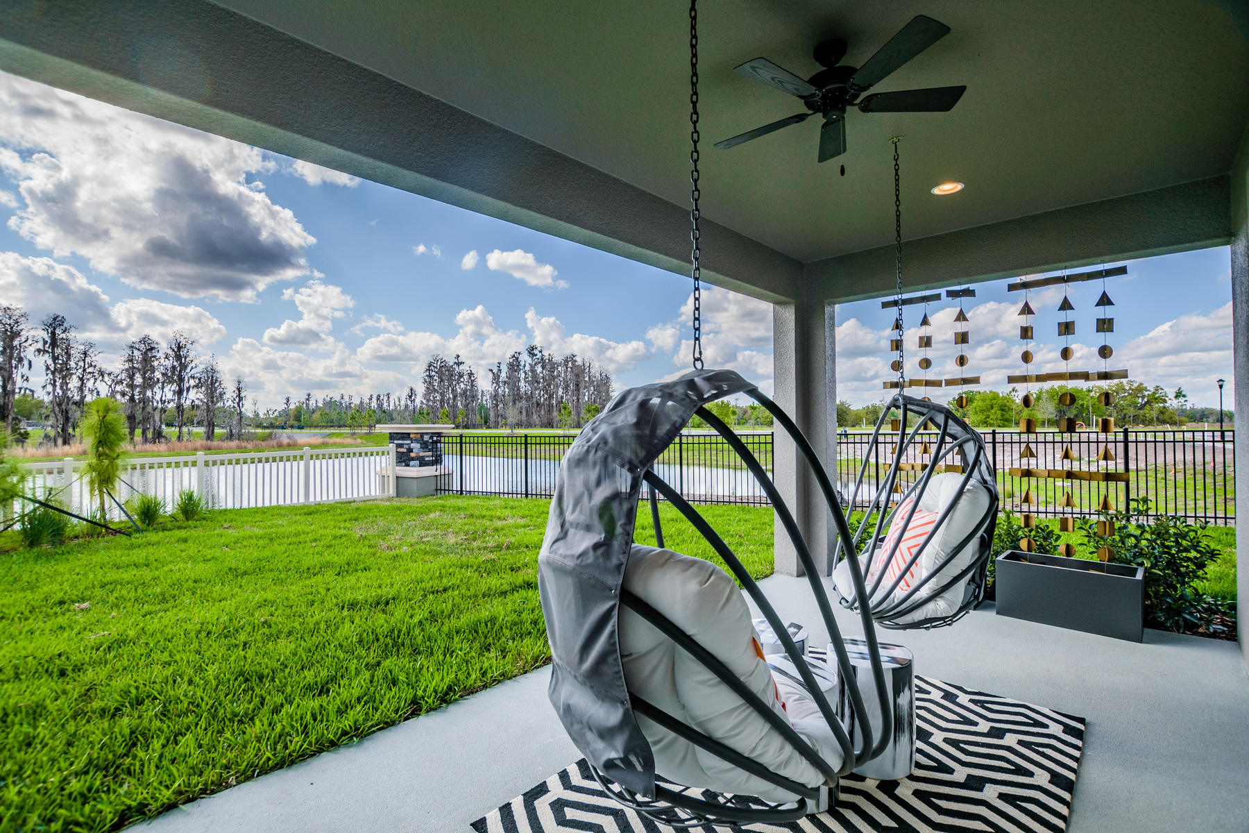 Lanai With Hanging Egg Chairs