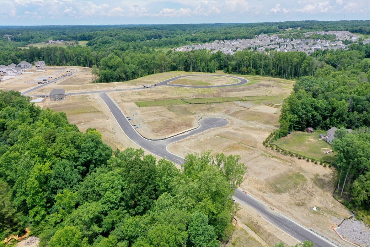 Aerial View of New Construction Community in Beginning Stage