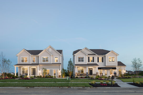 Streetscape of 2 model homes