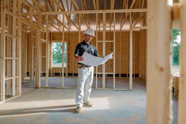 Construction manager standing in home