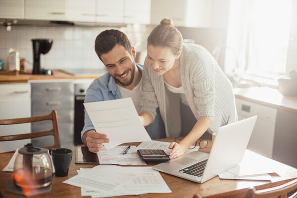 Couple reviewing paperwork