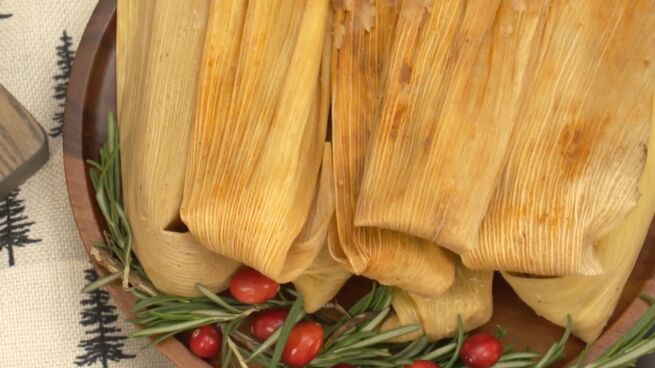 Close-up shot of tamales on a plate