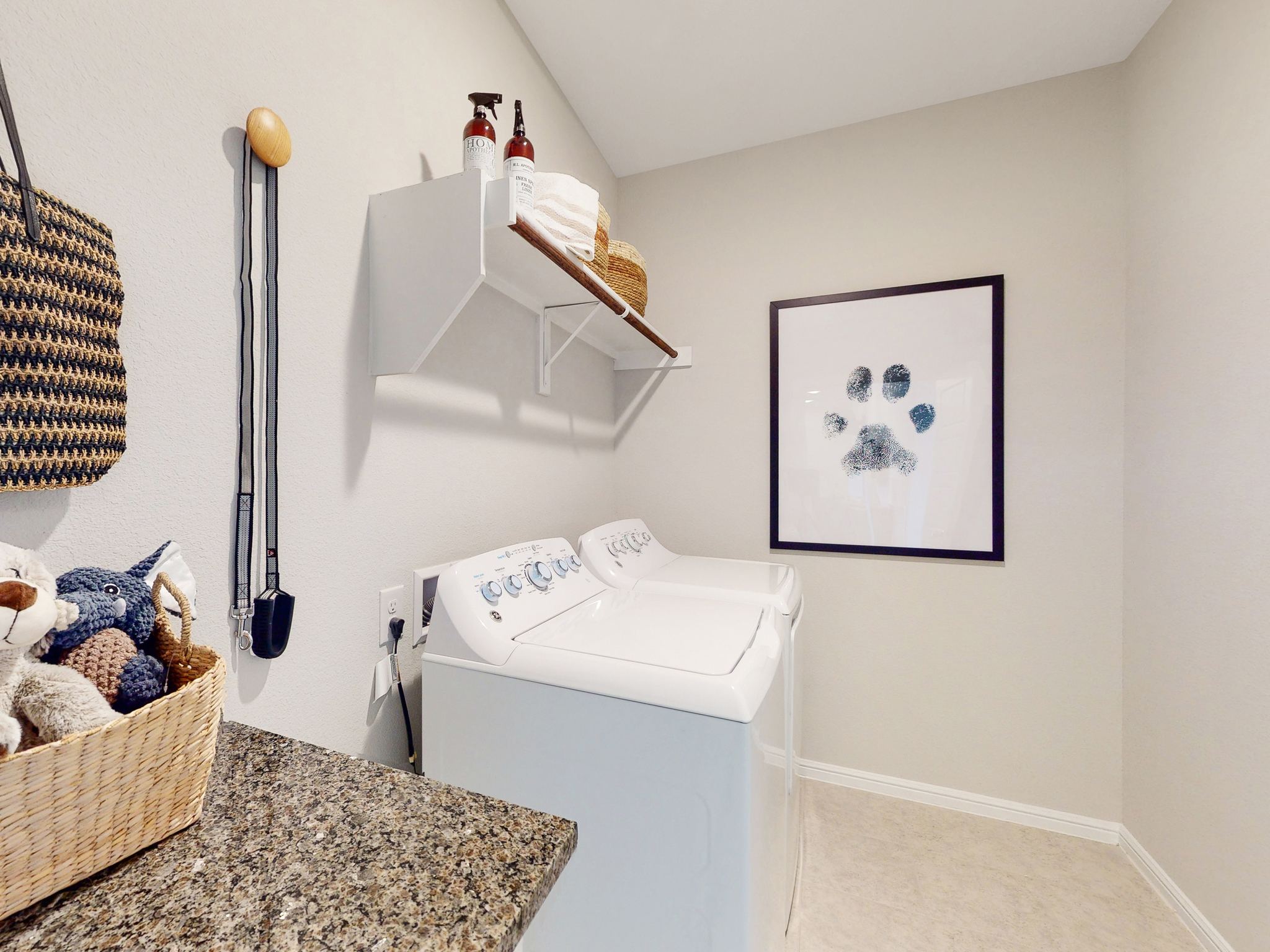 Laundry Room With Pet Décor and Storage