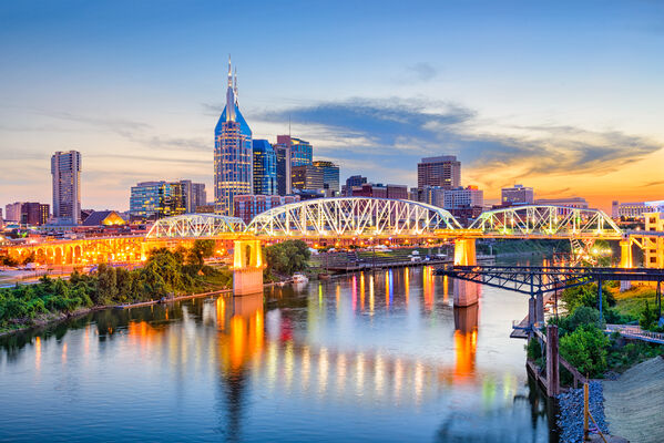 Wide shot of downtown Nashville