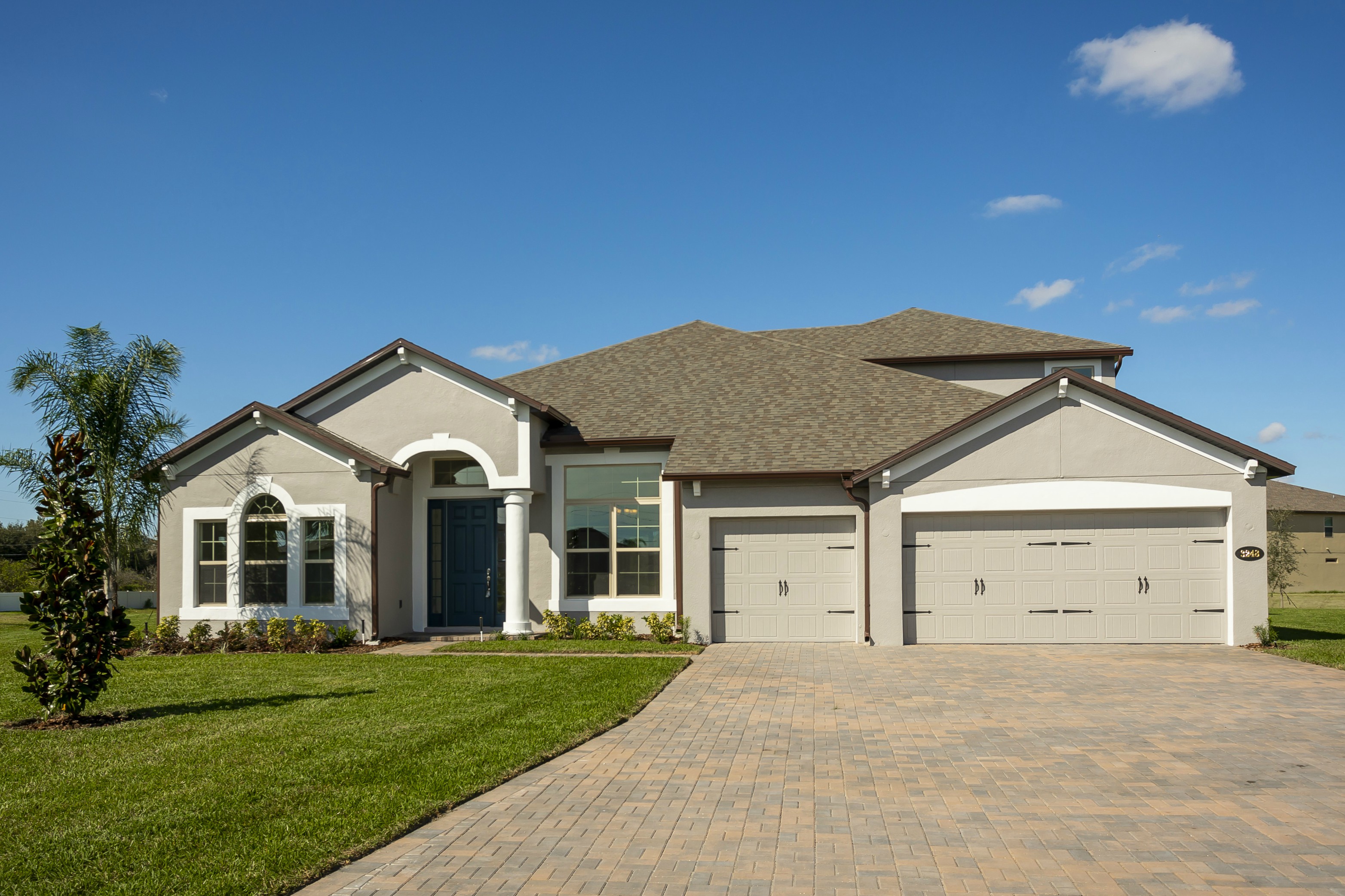 3-car front load garage