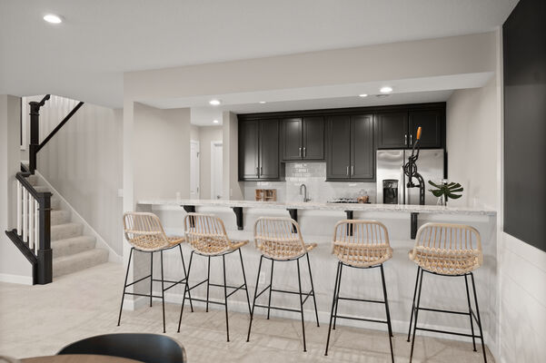 Photo of a wet bar in a finished basement