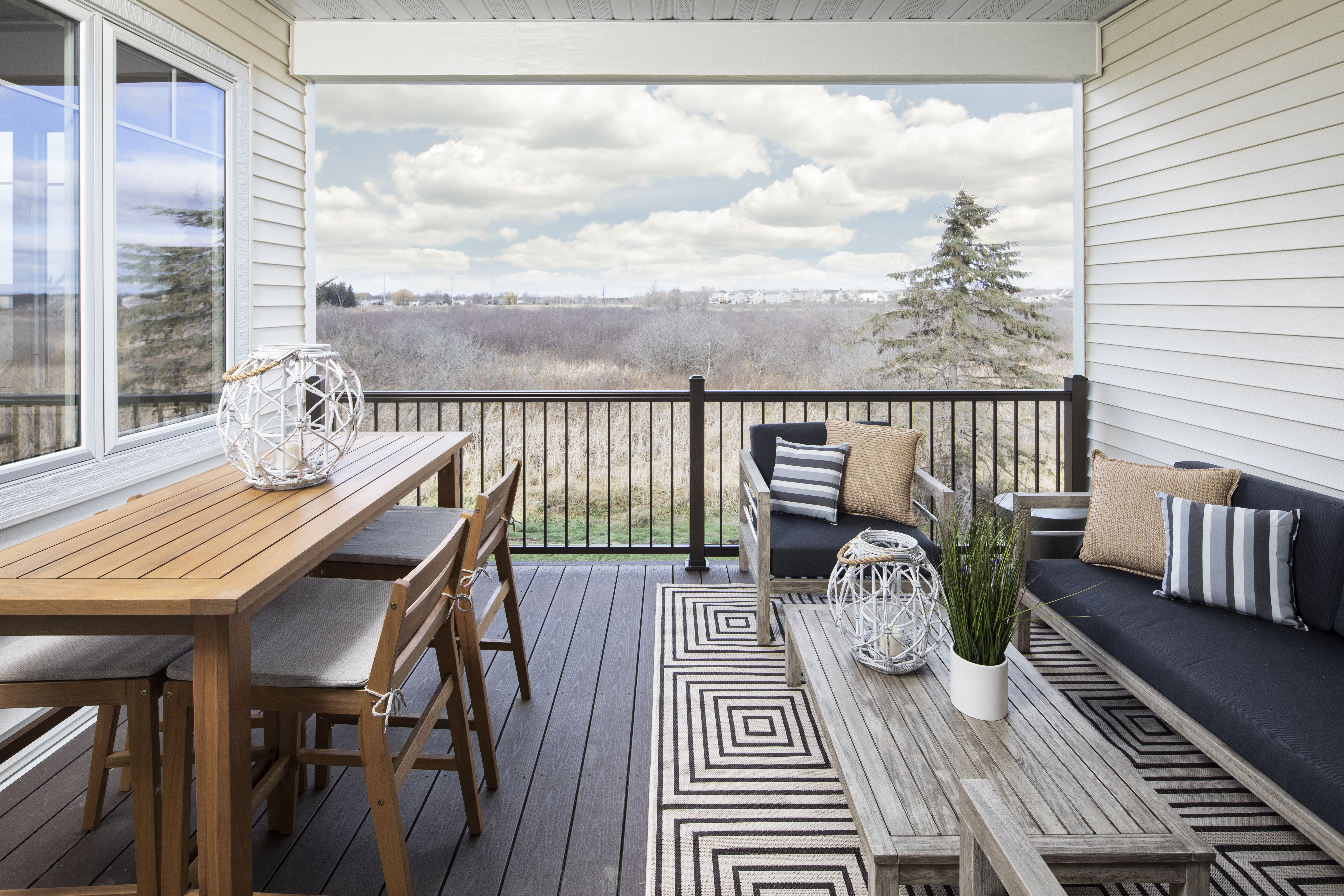 Deck With Outdoor Rug and Furniture
