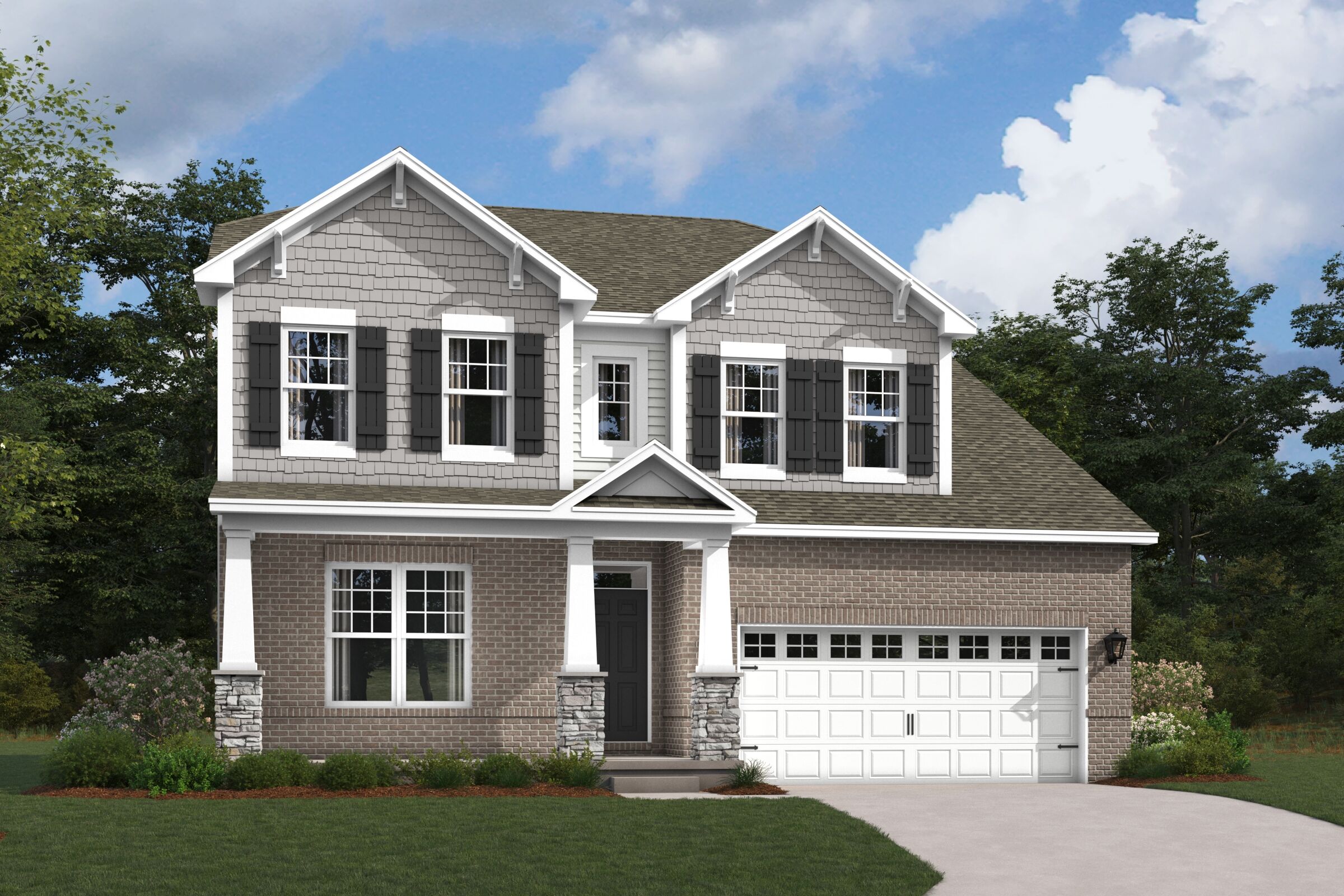 Columbia Elevation C with Optional Brick and Stone