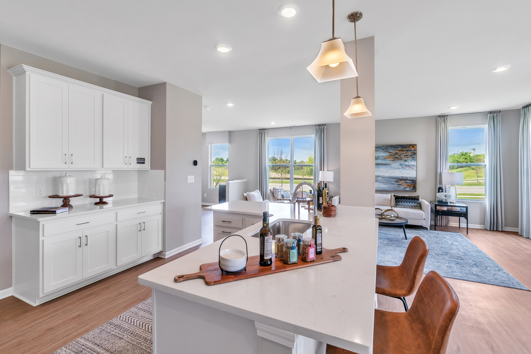 Kitchen Island With Spices and Cooking Ingredients