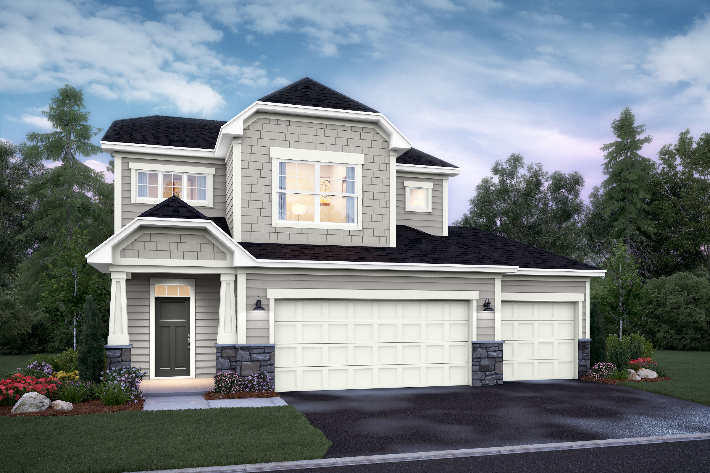 Reece Elevation C, 3-Car, Optional Stone