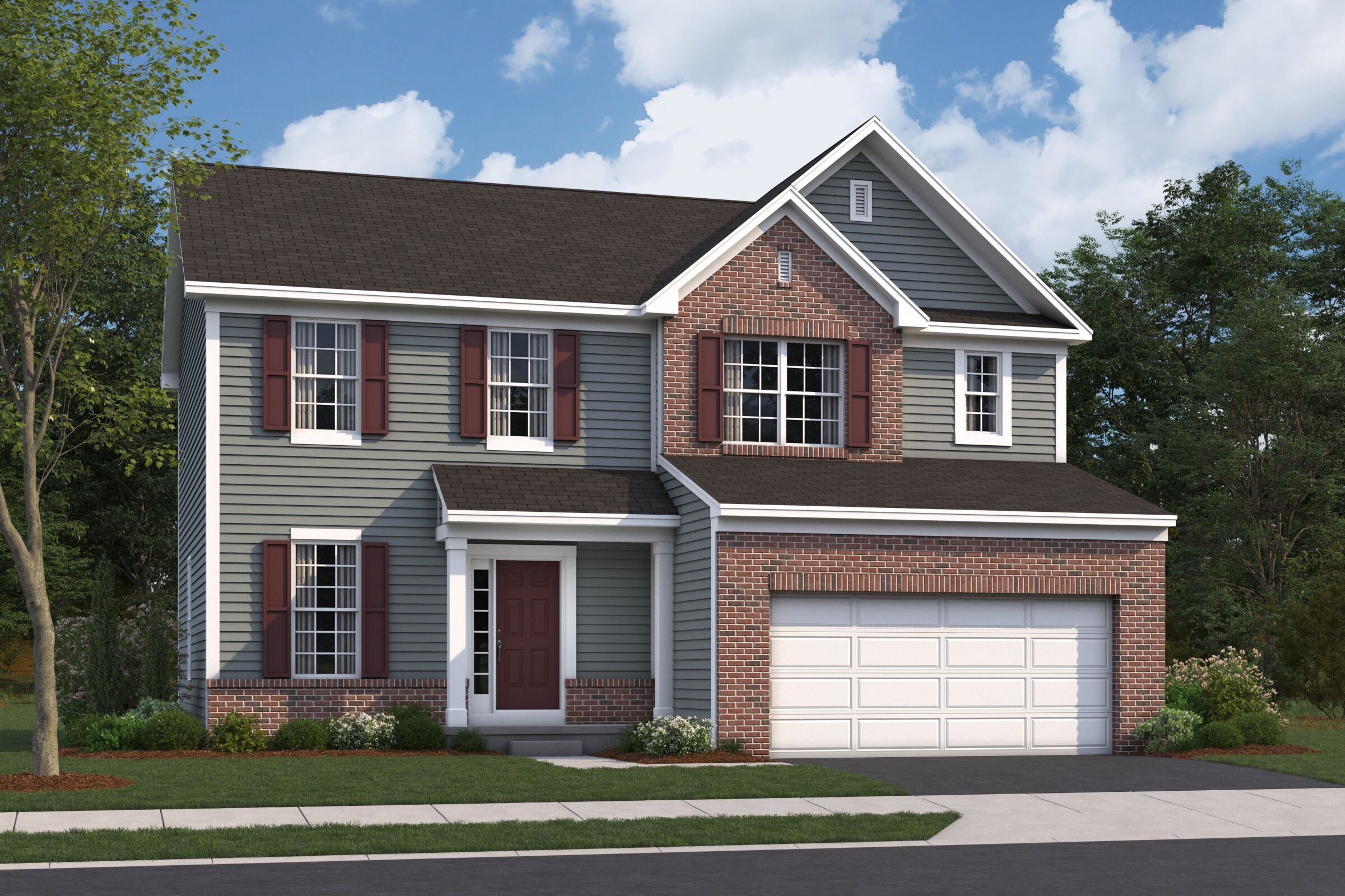 Dearborn Elevation A with Brick