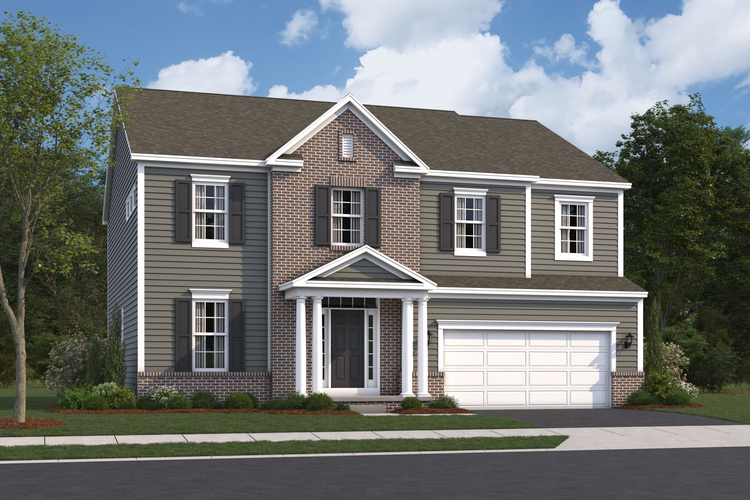 Temple Elevation A with Brick