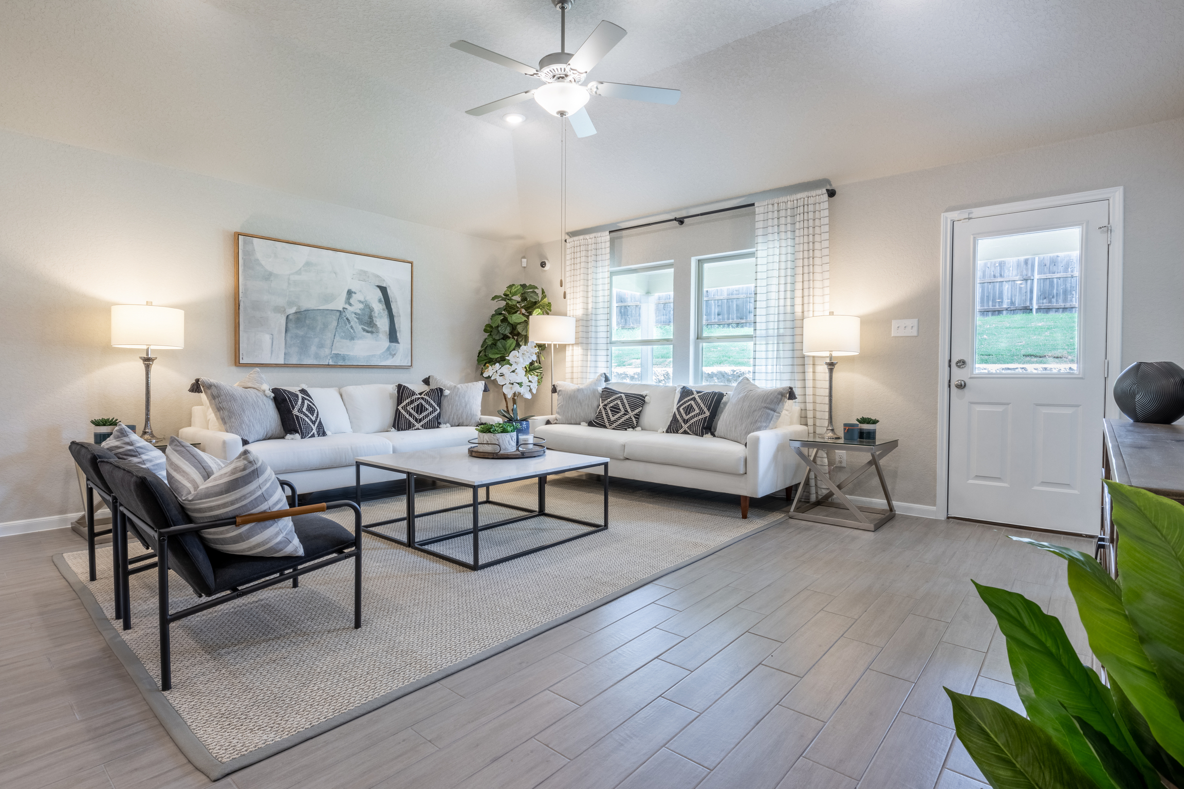 Family Room Sofa With Mixed-Pattern Pillows