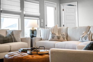 This is the living area of the Hawkins plan and is the model home in Carillon at 13305 Eppright Trace Blvd., Manor, TX.