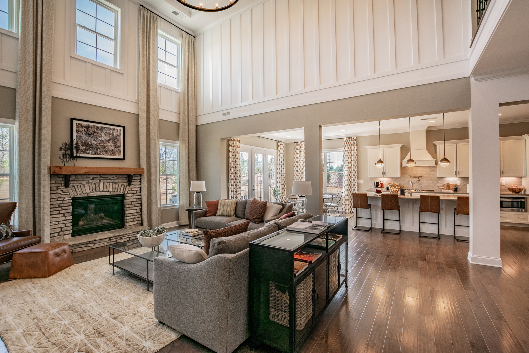 Living Room With Decorated Fireplace Mantel