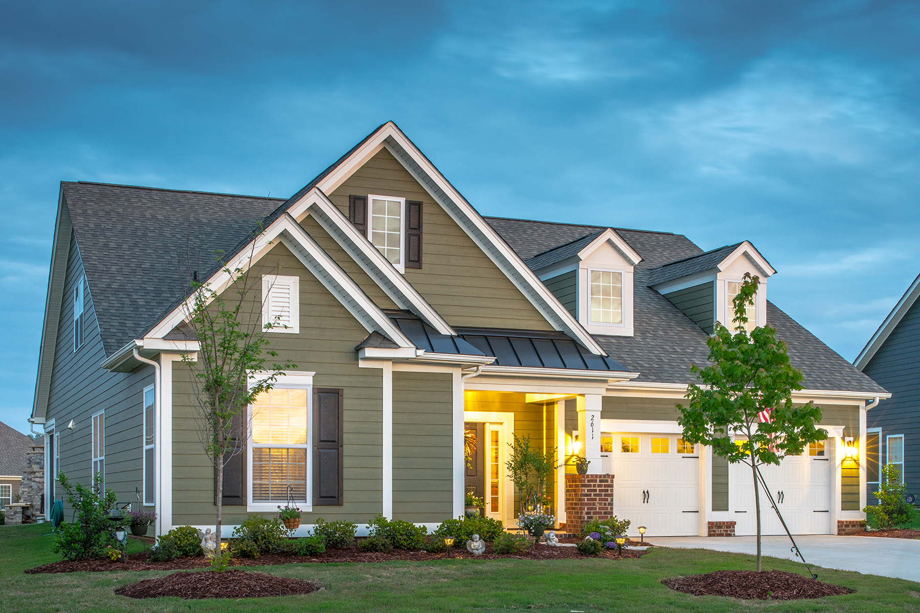 Modern Home Exterior With Evening Backdrop