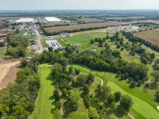 Aerial shot of a golf course in Commercial Point, Ohio
