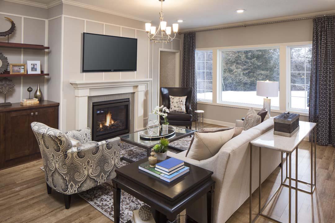 Patterned Accent Chair in Family Room