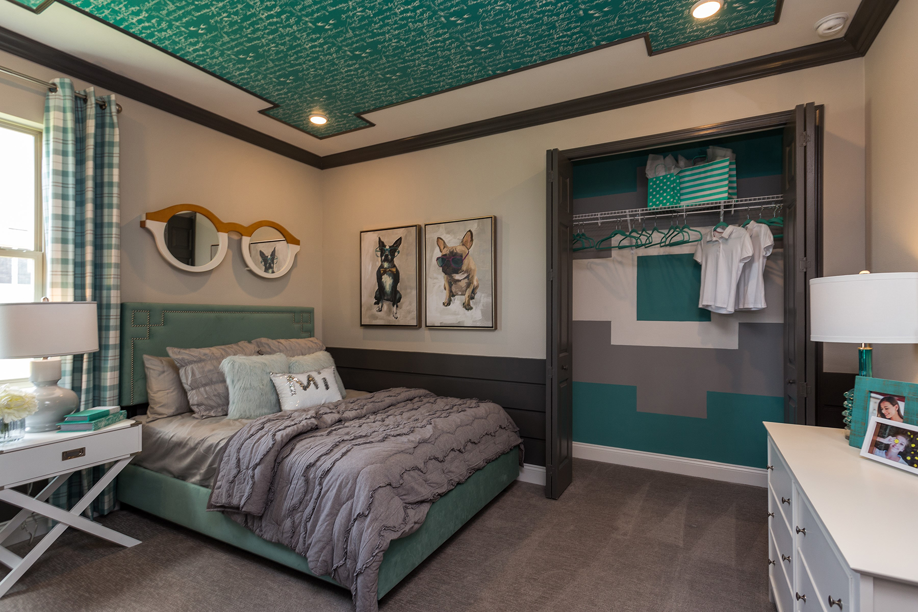 Teal and Gray Bedroom