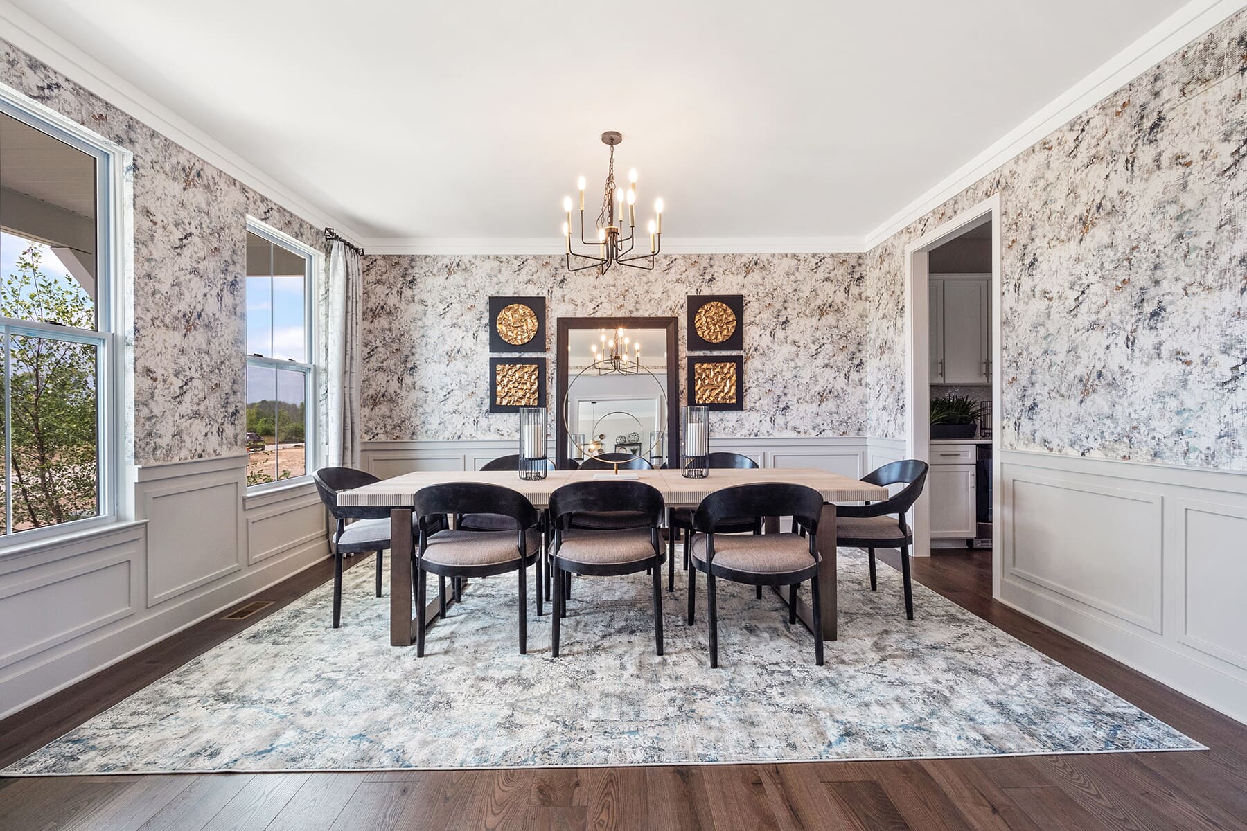 Formal Dining Room With Wallpaper