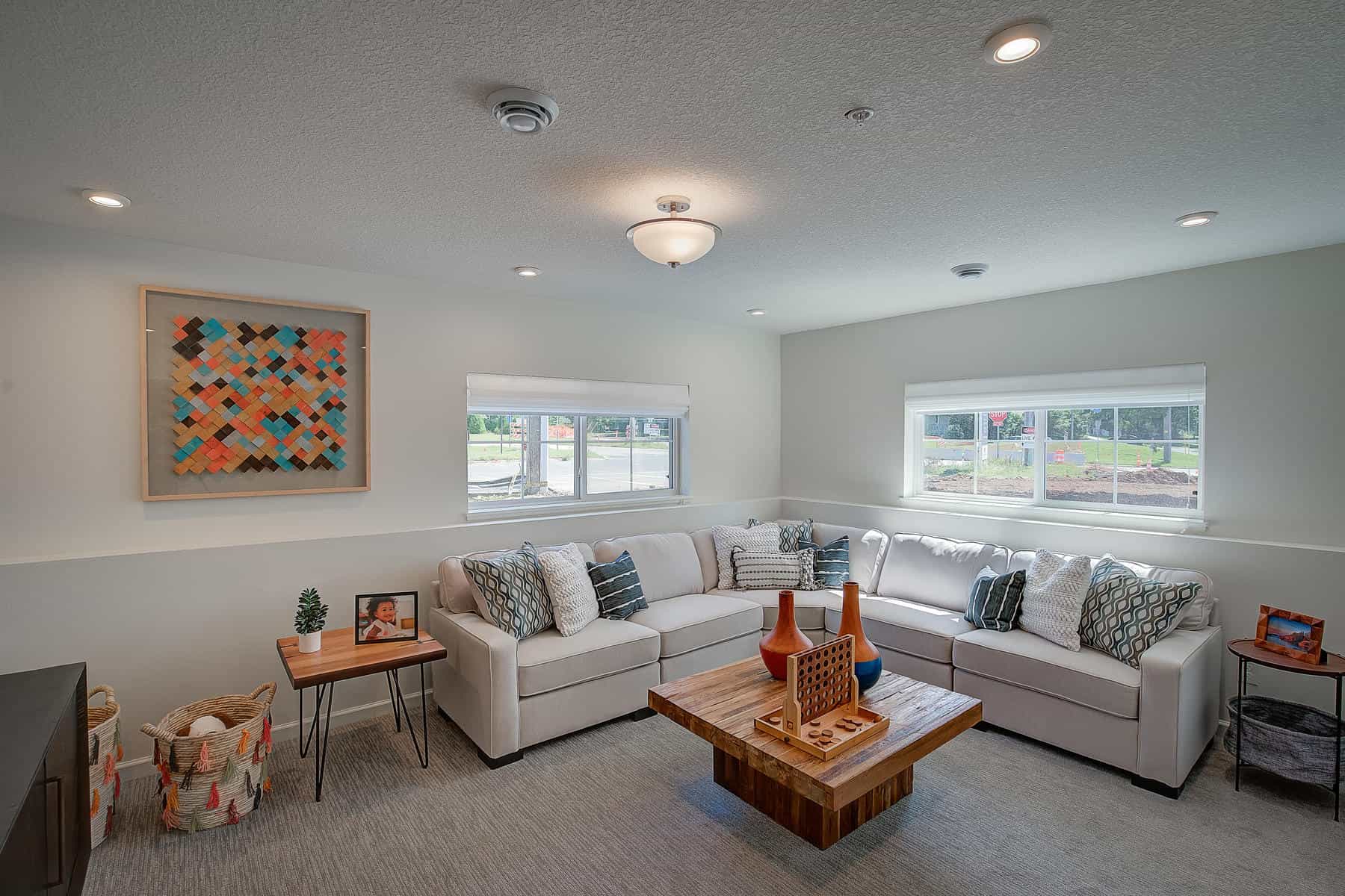 Game Room With Pops of Color and Wall Art