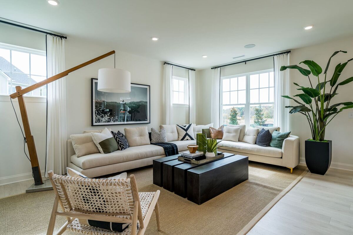 Neutral Living Room With Dark Coffee Table